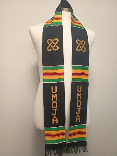 UMOJA Graduation Stole Sash, Black Kente Cloth3
