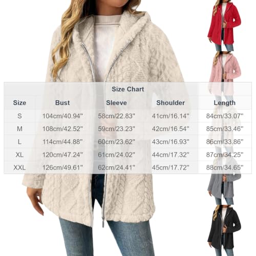 BUERCWS Fuzzy Coats for Women Oversized Fleece Cardigan Casual Hooded Full-Zip Outerwear Jacket with Pockets - image 3