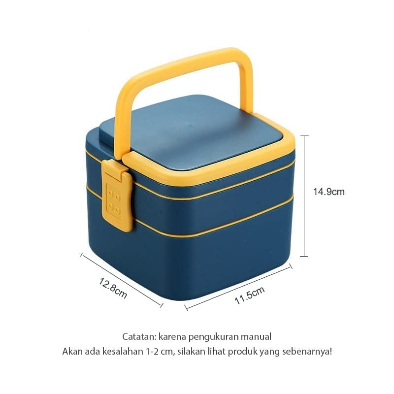 Image of Toyshine 2 Layer Bento Box for Kids and Adults, Sealed and Leak-proof Lunch Box, Keep Foods Separated Food Storage Container, Food-Safe Materials, 1000 ML - Green