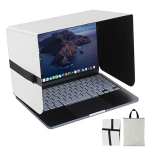 HoYiXi Parasol plegable para laptop y escudo de privacidad, se adapta a portátiles de 15 a 16 pulgadas, compatible con MacBook, Dell, Surface – Bloquea la luz solar, protege la privacidad, trabajo al
