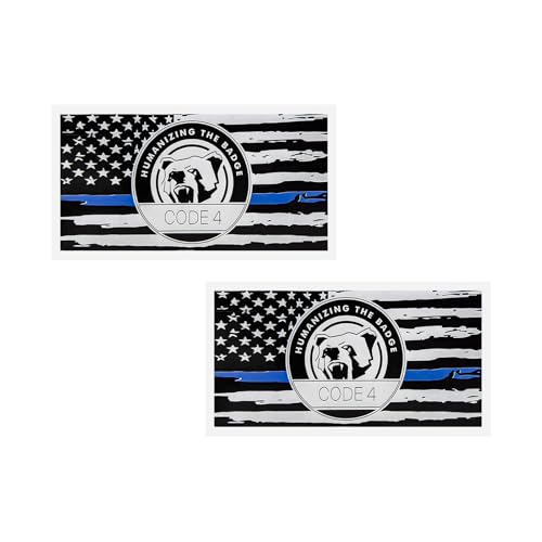 FSTURIOS 2PCS Thin Blue Line Sticker Code 4, Police Support Sticker American Flag Thin Line Decal, Waterproof Thin Line Flag Stickers Support Law Enforcement for Car Window Laptop (Small)