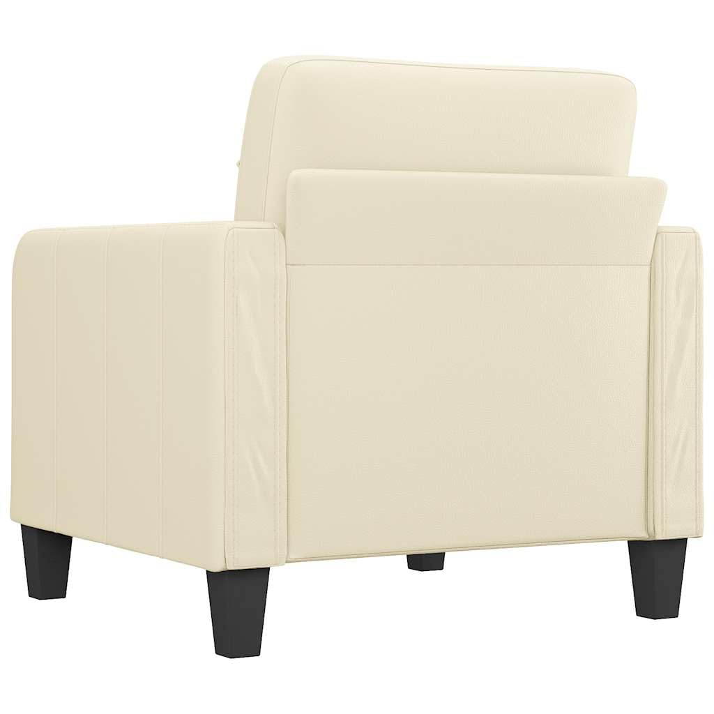 Sillón Cuero sintético Crema 60 cm Butaca Orejera con Respaldo Alto, Sofá Individual con Reposabrazos, Sillón Lounge para Salón, Dormitorio y Balcón