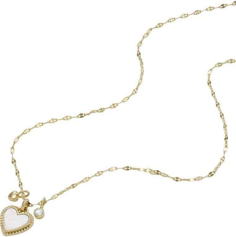 Fossil Collana e Orecchini da Donna, Collana e Orecchini in Madreperla Bianca, Lunghezza: 420 mm + 50 mm Argento - Immagine 3