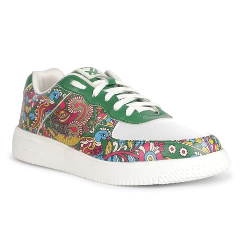 Liberty Leap7x MJH-M01 Kalamkari Printed Sneakers for Men with PVC Upper | EVA Sole Casual Shoes with Lacing | Comfortable Footbed | Memory Foam Insole | Lightweight, Stylish & Modern (White - 7) (B0DCH5W6TF) Amazon Price History, Amazon Price Tracker
