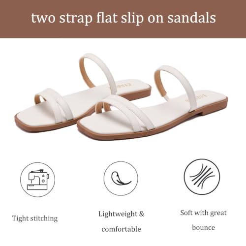EXEBLUE Women's Two Strap Square Toe Dressy Flat Slide Sandals by EXEBLUE - Used condition - Image 4