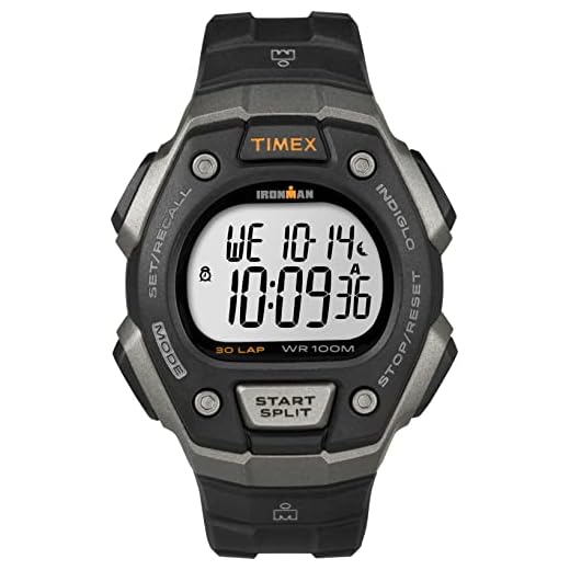 Timex Men's Ironman Triathlon Classic 30 38mm Watch – Gray & Black Case with Black Resin Strap