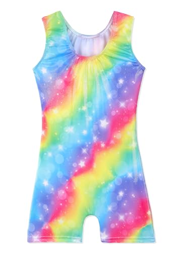 Leotards for Girls Gymnastics Toddler Dance Biketards Mermaid Unicorn Athletic Dance Wear Shiny Rainbow Blue Hotpink