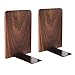 1 Paia Fermalibri in Legno di Noce Color Nero, Supporto per Mensola Antiscivolo, Forma di L Stile Supporto Libri per Casa Ufficio Scuola Biblioteche