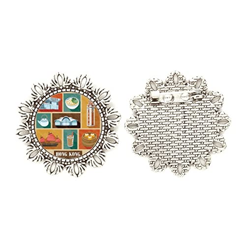 Broche de plata de flor mediano que conecta tu estilo con la nostalgia de Hong Kong