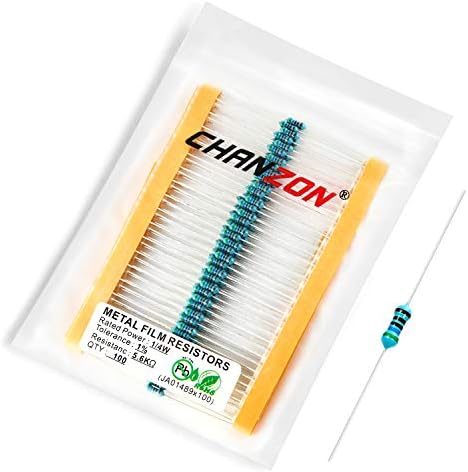 Chanzon 100pcs 1/4W (0.25W) 1 Ω ohm Metal Film Fixed Resistor 0.01 ±1% Tolerance 1R MF Through Hole Resistors Current Limiting Rohs Certificated