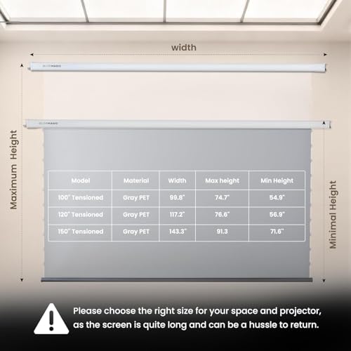 ALR Tensioned Motorized Projector Screen by SilverMagic - Tab Tensioned and Modern Design Gray Screen with White Aluminum case for Home Theater/Living Room/Patio/Office/Classroom - 120 inch 16:9 by SilverMagic - Used condition - Image 6