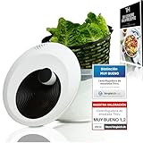 Centrifugadora de ensalada Premium 5 L – 60 días sin riesgo – 2 en 1 antideslizante: centrifugadora + bol – Ø 24,5 cm – libre de BPA – lavavajillas – para secar ensalada/lechuga – eBook incluido