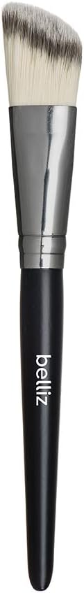 Pincel Chanfrado Belliz para Base Preto e Prata — Melhor para acabamento preciso e natural