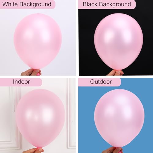 Image of RUBFAC Pearl Pink Balloons 129pcs Different Sizes Pack of 18 12 10 5 Inch, Latex Balloon Garland Arch Kit for Wedding Princess Birthday Party Baby Shower Engagement Bachelorette Decorations