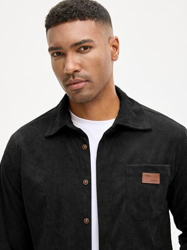 Image of Comdecevis Men's Corduroy Shirt Long Sleeve Shacket