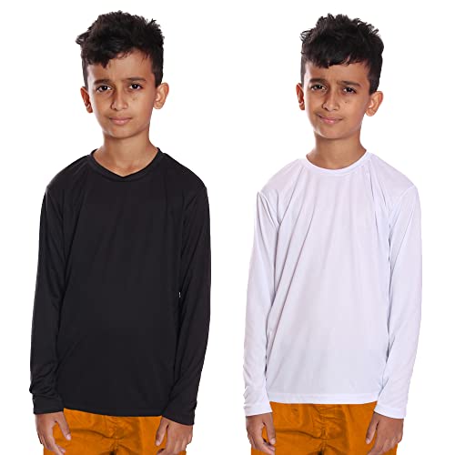 Kit 2 Camisetas Infantil Menino Proteção UV Térmica Solar Manga Longa Camisa Praia Esporte, Tamanho
