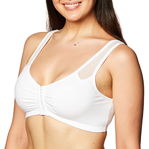 Fruit of the Loom Women s Comfort Front Close Sport Bra with Mesh Straps, White, 42