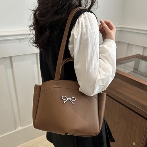 Bow Purse 2 Pcs Bow Purse with Wallet Large Tote Bag with Mini Pouch Vintage Bucket Shoulder Bag Trendy Gifts3