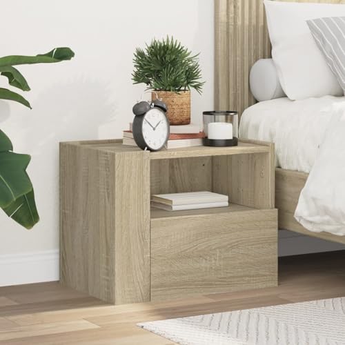 Xichuzi Mesita de Noche de Pared Color Roble Ahumado 45x30x35 cm, Mesillas De Noche Dormitorio, Mesa De Noche, Muebles Auxiliares, Mueble Habitacion, Muebles Dormitorio - 848315