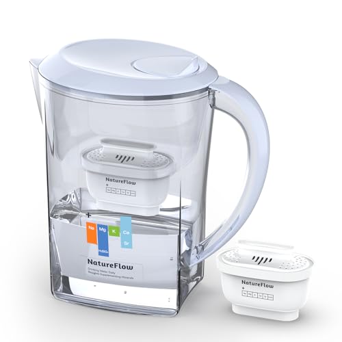 NatureFlow Water Filter Pitcher 3.5L, 1-Pack Filters, BPA-Free & SGS Certified, Removes 36 Harmful Substances Including Lead & Chlorine, Improves Taste and Softens Tap Water