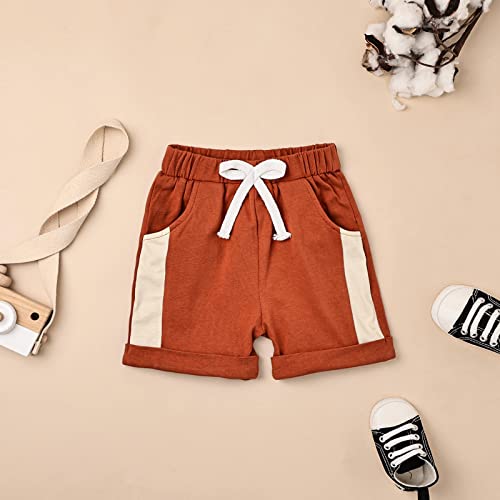 Image of FOCUTEBB Toddler Boy Clothes Summer Patchwork T-Shirt Shorts 2Pc Set 12M-5T | Soft Cotton Short Sleeve Set, Patchwork Design, Comfy Elastic Waist with Pocket, Toddler Boy Summer Casual Daily Wear