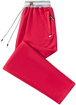 FoxQ Mens Sweatpants with Pockets Sports Joggers Athletic Running Casual Yoga Pants Loose Fit Straight Leg Open Bottom (as1, Alpha, jaspo_m, Red-P, XX-Large)