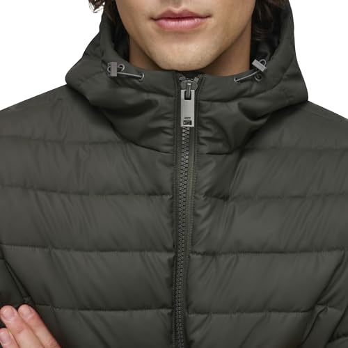 Image of DKNY Men's Quilted Performance Hooded Bomber Jacket