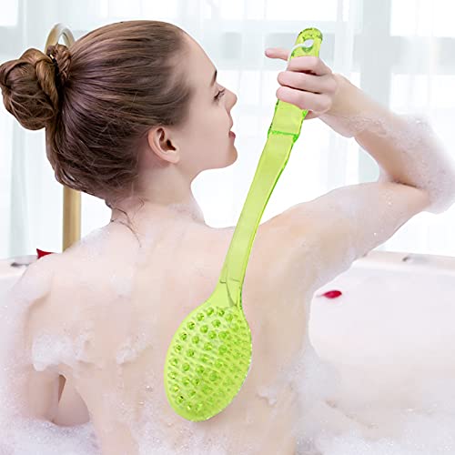 YEEPSYS Bath Brush with Bristles, 2 Pcs Long Handle for Exfoliating Back, Body, and Feet, Bath and Shower Scrubber