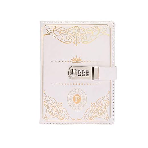 Lock Diary Leather Locking Journal Password Notebook Writing Journal with lock Personal Diary Organizer Planner (White)