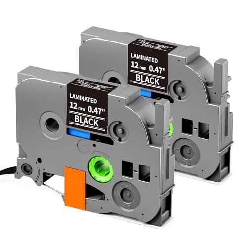 TZe TZ Tape 12mm 0.47 Laminated Black Replace for Brother Label Maker Tape