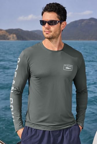 Image of Mens UPF 50+ Rash Guard Quick Dry Lightweight Summer UV Sun Protection Long Sleeve Swim Shirt (S-XXL)