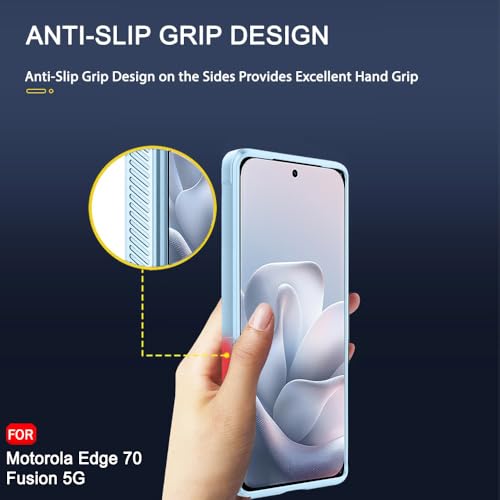 Image of TheGiftKart Liquid Silicon Back Cover Case for Motorola Moto Edge 70 Fusion 5G | Shockproof Military Grade Protection | Micro-Fibre Cloth On Inner Side | Built-in Anti-Slip Grip Back Case (TPU, Blue)