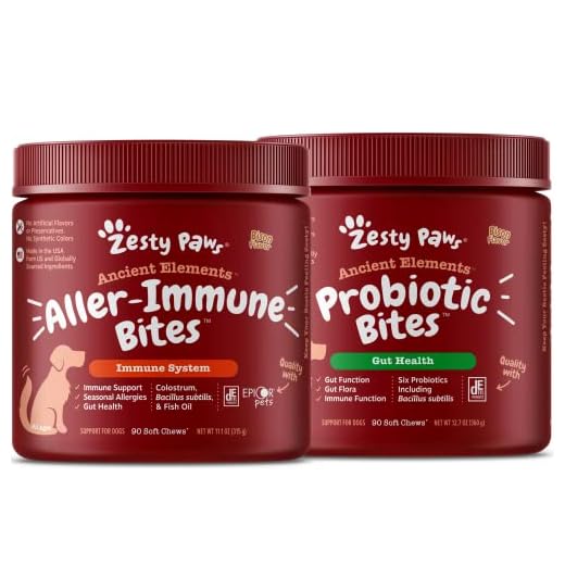 Ancient Elements Allergy & Immune Bites for Dogs - Omega 3 Wild Alaskan Salmon Fish Oil + Ancient Elements Probiotics for Dogs - Chewable Dog Probiotic Supplement