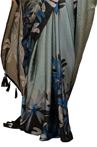 Image of MIRCHI FASHION Women Saree | Chiffon Rhinestone Embellished Floral Printed Office Sari with Blouse