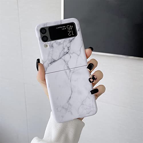 Coque rigide blanche pour Samsung Galaxy Z Flip 3 4 5G rigide marbre