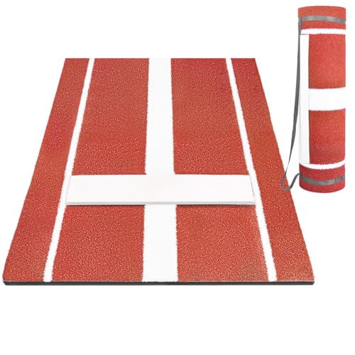 Softball Pitching Mat, 3.9&lsquo;X3' Baseball Hitting Mat, Anti-Slip Anti-Fade Pitch Practice Mat...