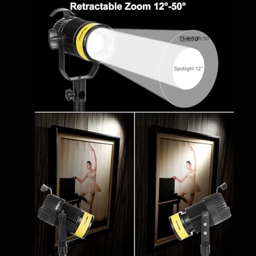 Luz de vídeo LED Diyeeni 3500LM con ángulo de zoom ajustable de 12-50 grados 4