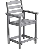 OTSUN Tall Adirondack Chair, 24 inches HDPE Bar Height Outdoor Chair, All Weather Resistant Adirondack Bar Stools for Balcony, Porch Kitchen (1 PC, Grey)