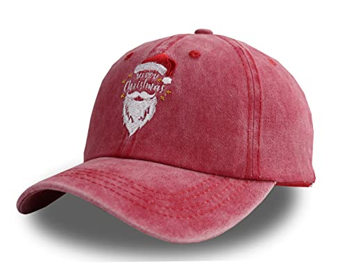 KKMKSHHG Chapéu de Feliz Natal para homens e mulheres, presentes engraçados, bordado ajustável jeans