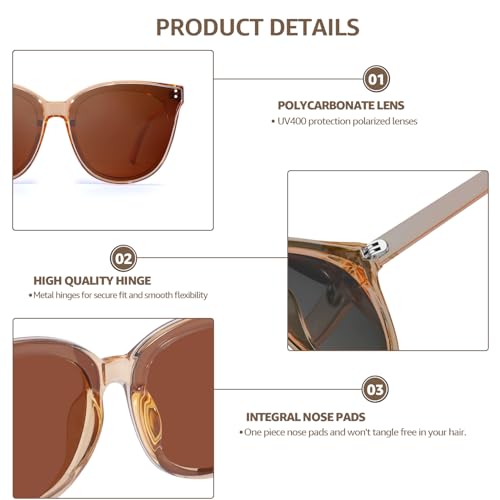 LVIOE Oversized Polarized Sunglasses for Women Trendy Large Cat Eye UV Protection Shade LS1627s2