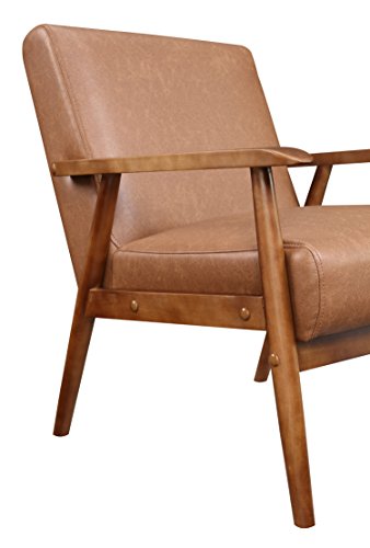 Pulaski DS-D030003-329 Wood Frame Faux Leather Accent Chair, 25.38" x 28.0" x 30.5", Cognac Brown - Thumbnail 3
