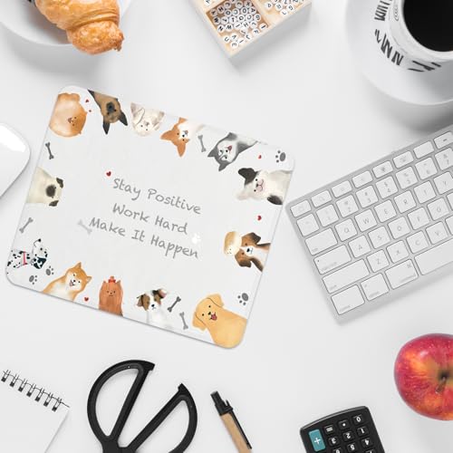 Image of FROGIGO Mouse Pad with Stitched Edges - Cute Dog Mousepad for Women, 9.25 x 7.75 inch Washable Square Desk Pad, Non-Slip Rubber Base, Office Home Laptop Accessories - Puppy Inspiration