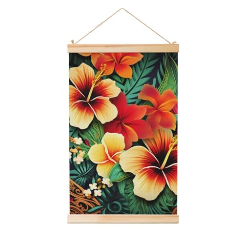 Style hawaïen pour ce grand tableau mural en bois décoratif de chambre