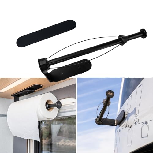 Silwy® Magnetic Kitchen Roll Holder - Sticks to Metal Surfaces & Metal Strip without Drilling - Flexible for Kitchen, Motorhome, Boat & Outdoor Kitchen - Rubberised Magnets Protect Surfaces