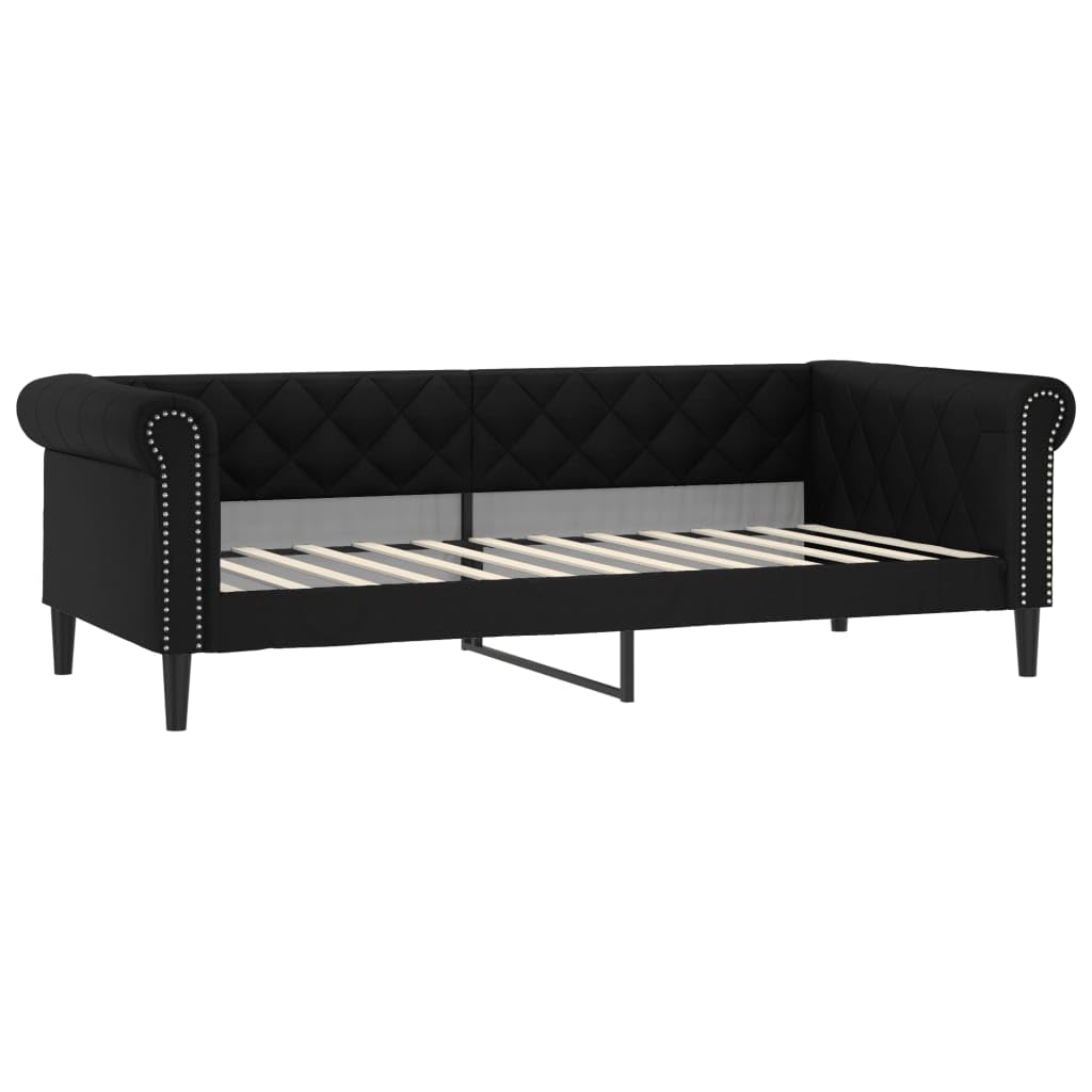 vidaXL Sofa z funkcją spania, czarna, 90x200 cm, obita sztuczną skórą