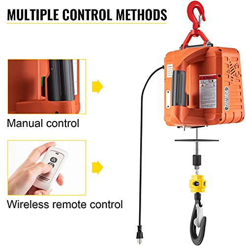 VEVOR Electric Hoist Winch, 1100lbs Portable Electric Winch, 1500W 110V Power Winch Crane, 25ft Lifting Height, w/Wireless Remote Control and Overload Protection for Garages Warehouse Lifting Towing - Image 4