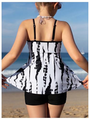 SweatyRocks Girl's Twist Printed Tankini Swimsuit Ruffle 2 Piece Bathing Suit Swimwear2