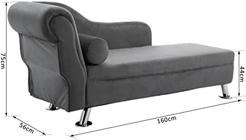 HOMCOM Vintage Style Sofa Chaise Longue Designer Retro Lounge Day Bed With Bolster Cushion Grey