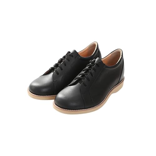 0318本革 幅広 4E ワイド レザーカジュアル メンズ 5.5cmアップ シークレットスニーカー No.516 ブラック 24.0cm