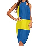 Florally Women's Sheer Beach Swimwear Cover Up Wrap Skirt Compatible with Sweden Flag Bikini Wrap Long Chiffon Swimsuits